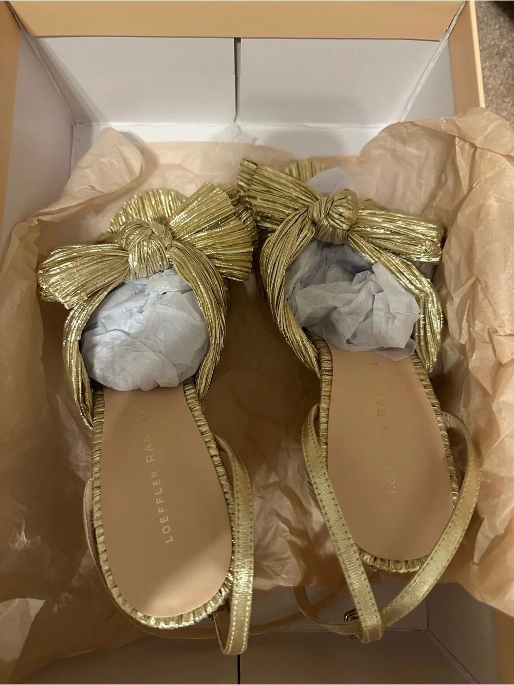 LOEFFLER RANDALL Camellia bow-embellished lamé sandals